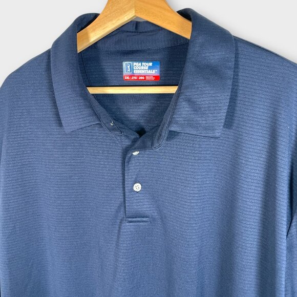PGA Tour Course Essentials Polo Men's XXL (2XL) Golf Performance Outdoor Navy - Picture 3 of 7